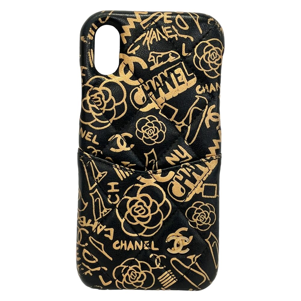 Chanel Matelasse Accessory Case Black Gold